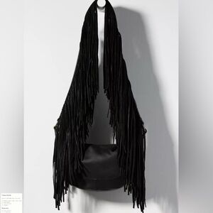 Anthropologie Cascade Black Fringe Bag